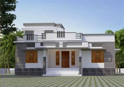 village single floor home front design